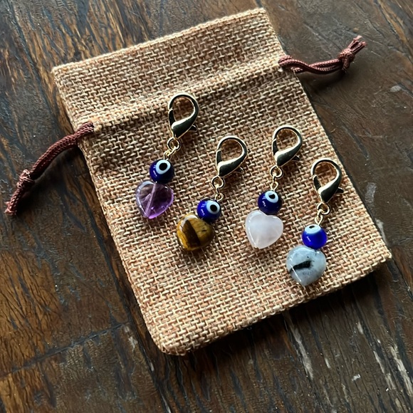 Crystal Pet Charms Amethyst Pet Charm Rose Quartz Pet Charm Evil Eye Pet Charms - Picture 2 of 3